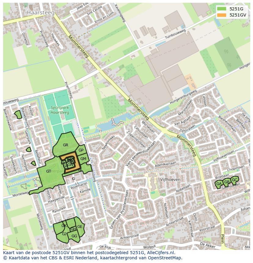 Afbeelding van het postcodegebied 5251 GV op de kaart.
