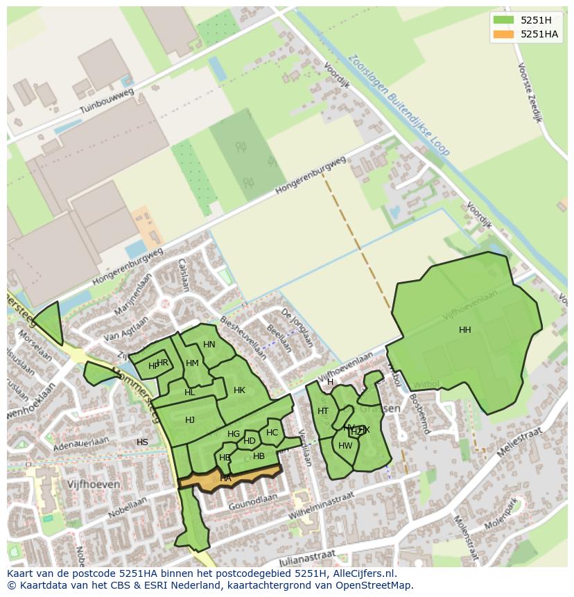 Afbeelding van het postcodegebied 5251 HA op de kaart.