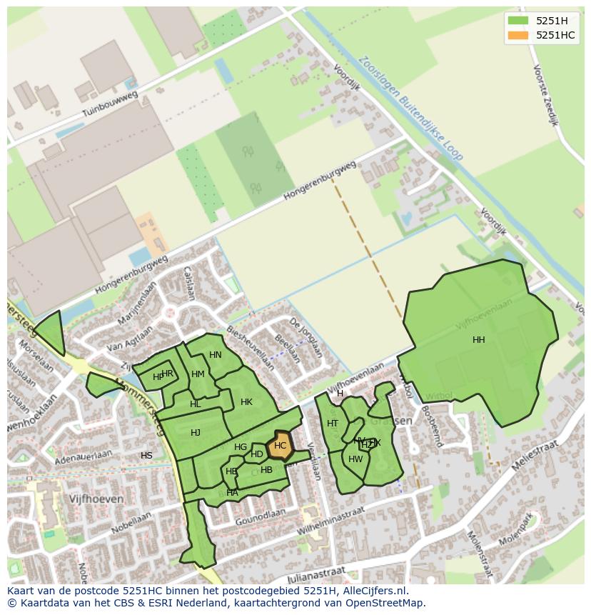 Afbeelding van het postcodegebied 5251 HC op de kaart.