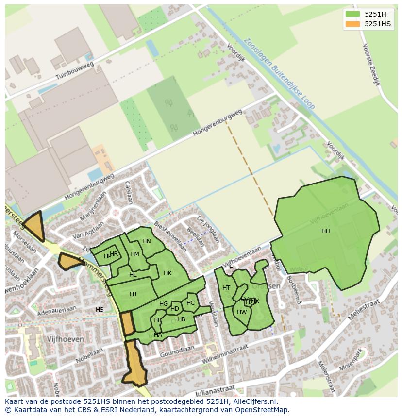 Afbeelding van het postcodegebied 5251 HS op de kaart.