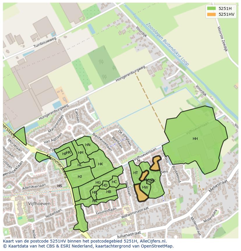 Afbeelding van het postcodegebied 5251 HV op de kaart.