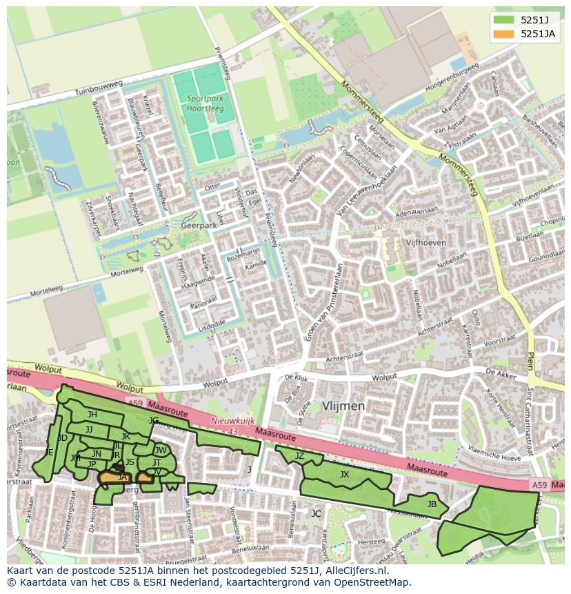 Afbeelding van het postcodegebied 5251 JA op de kaart.