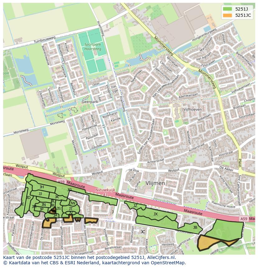 Afbeelding van het postcodegebied 5251 JC op de kaart.