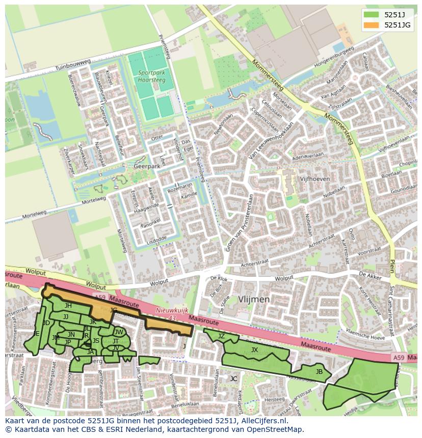 Afbeelding van het postcodegebied 5251 JG op de kaart.