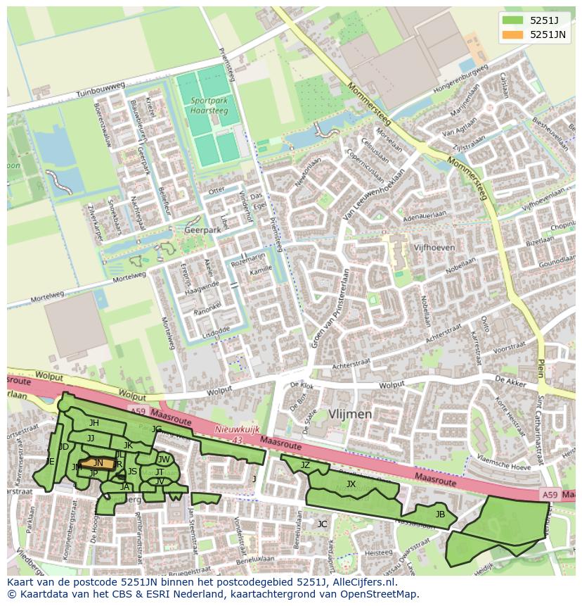 Afbeelding van het postcodegebied 5251 JN op de kaart.
