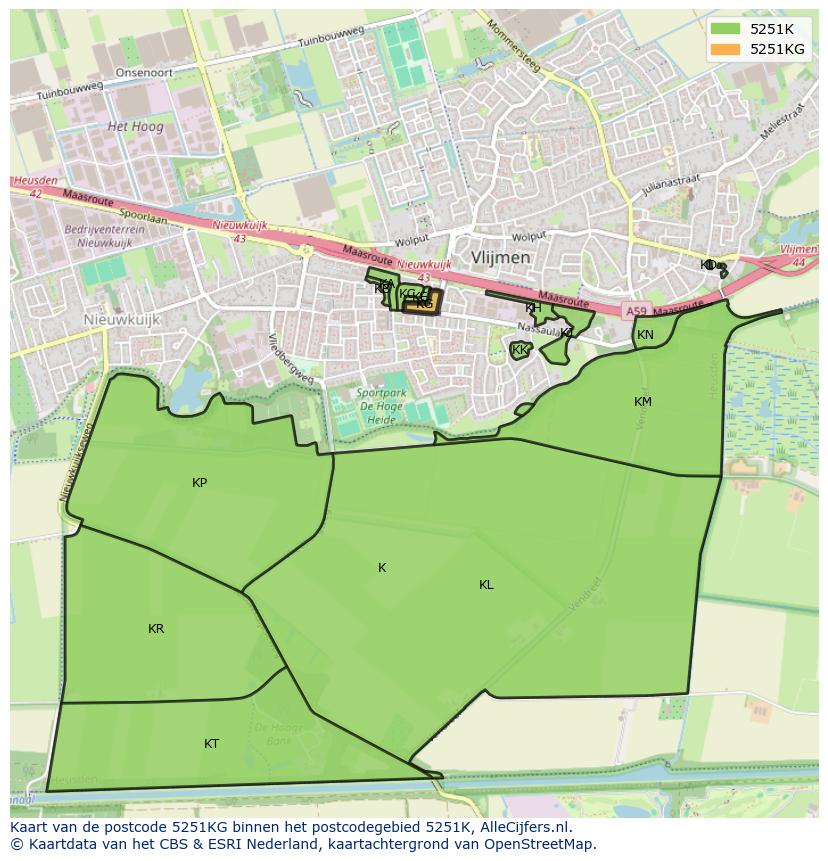Afbeelding van het postcodegebied 5251 KG op de kaart.