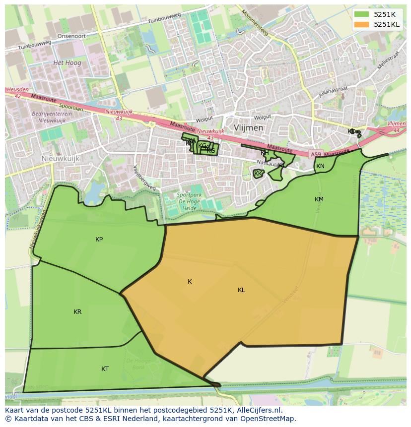 Afbeelding van het postcodegebied 5251 KL op de kaart.