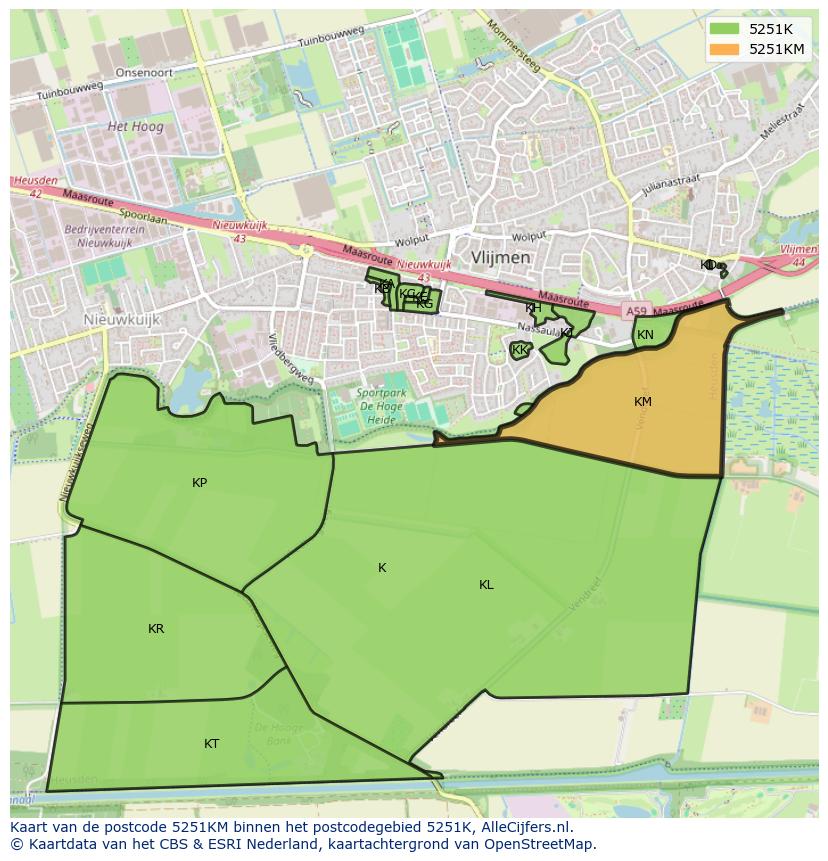Afbeelding van het postcodegebied 5251 KM op de kaart.