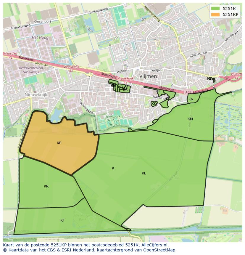 Afbeelding van het postcodegebied 5251 KP op de kaart.