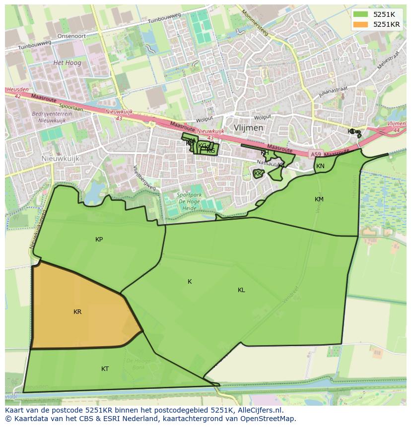 Afbeelding van het postcodegebied 5251 KR op de kaart.