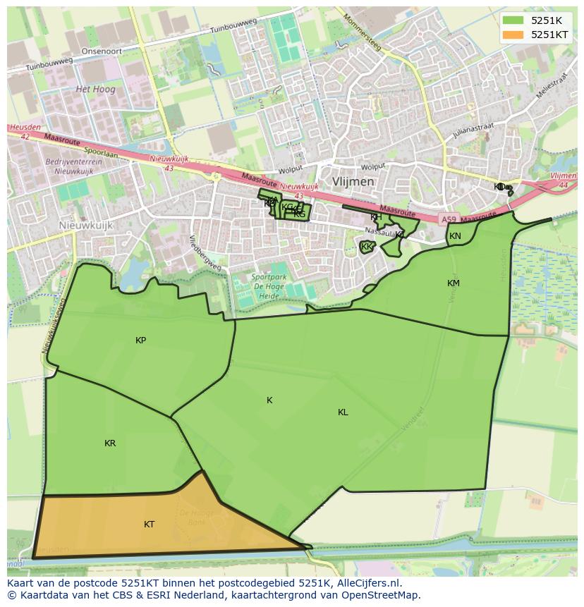 Afbeelding van het postcodegebied 5251 KT op de kaart.