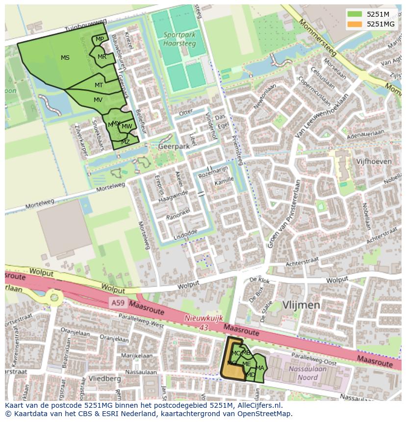 Afbeelding van het postcodegebied 5251 MG op de kaart.