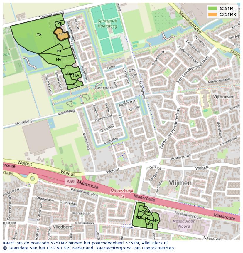 Afbeelding van het postcodegebied 5251 MR op de kaart.