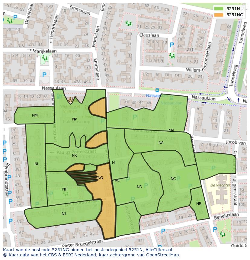 Afbeelding van het postcodegebied 5251 NG op de kaart.
