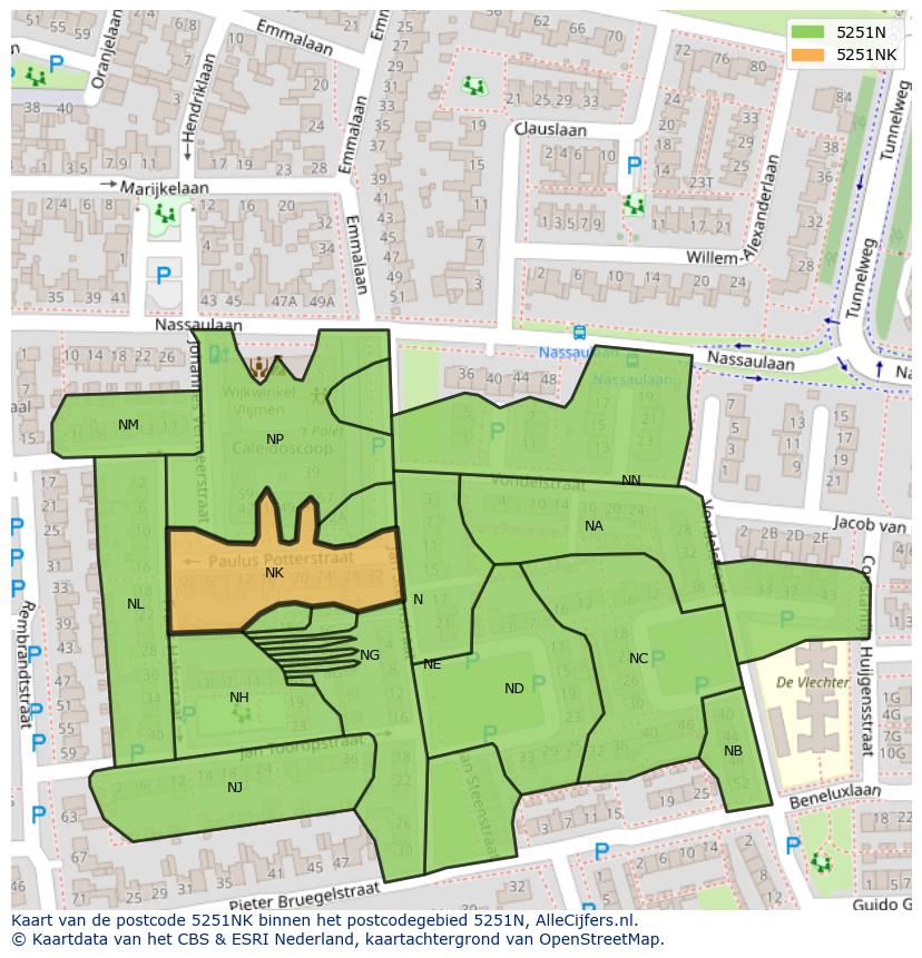 Afbeelding van het postcodegebied 5251 NK op de kaart.