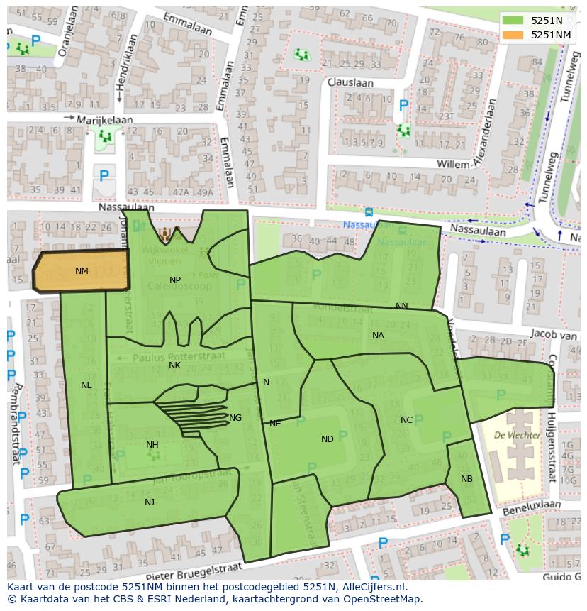 Afbeelding van het postcodegebied 5251 NM op de kaart.