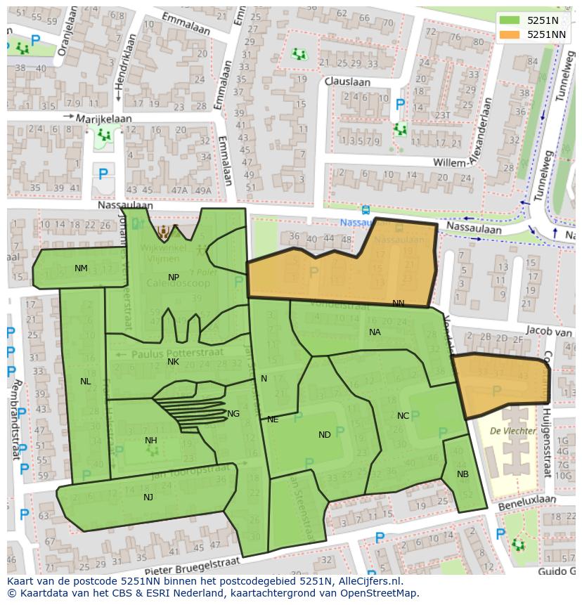 Afbeelding van het postcodegebied 5251 NN op de kaart.