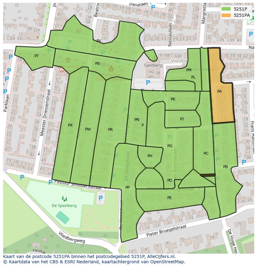 Afbeelding van het postcodegebied 5251 PA op de kaart.