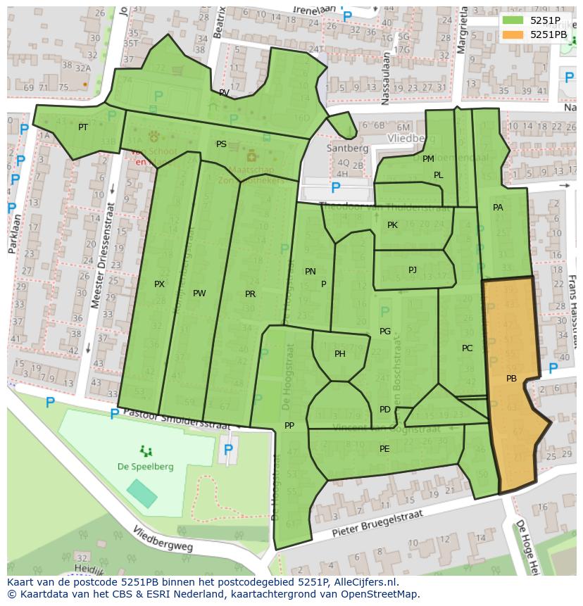 Afbeelding van het postcodegebied 5251 PB op de kaart.