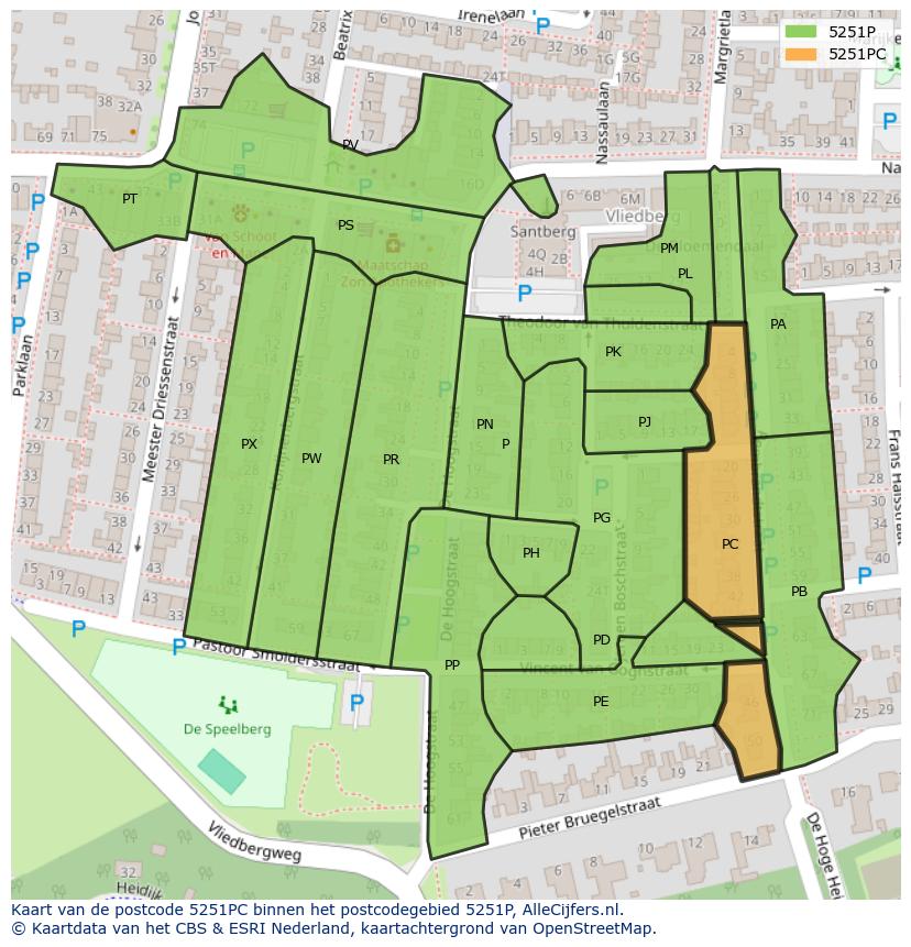 Afbeelding van het postcodegebied 5251 PC op de kaart.
