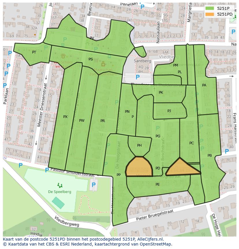 Afbeelding van het postcodegebied 5251 PD op de kaart.