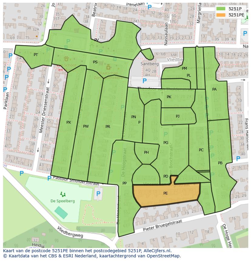 Afbeelding van het postcodegebied 5251 PE op de kaart.