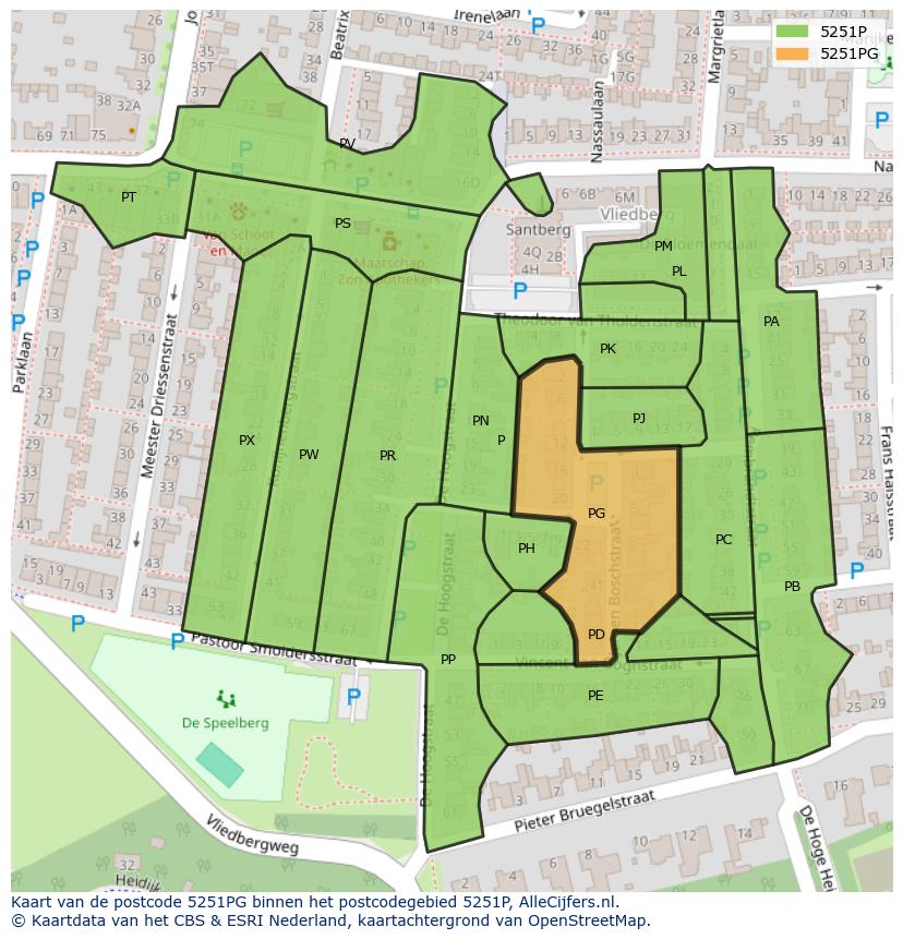 Afbeelding van het postcodegebied 5251 PG op de kaart.