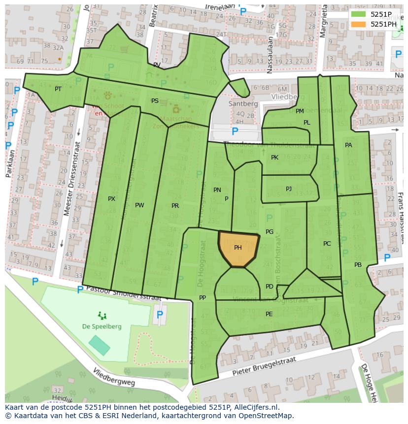 Afbeelding van het postcodegebied 5251 PH op de kaart.