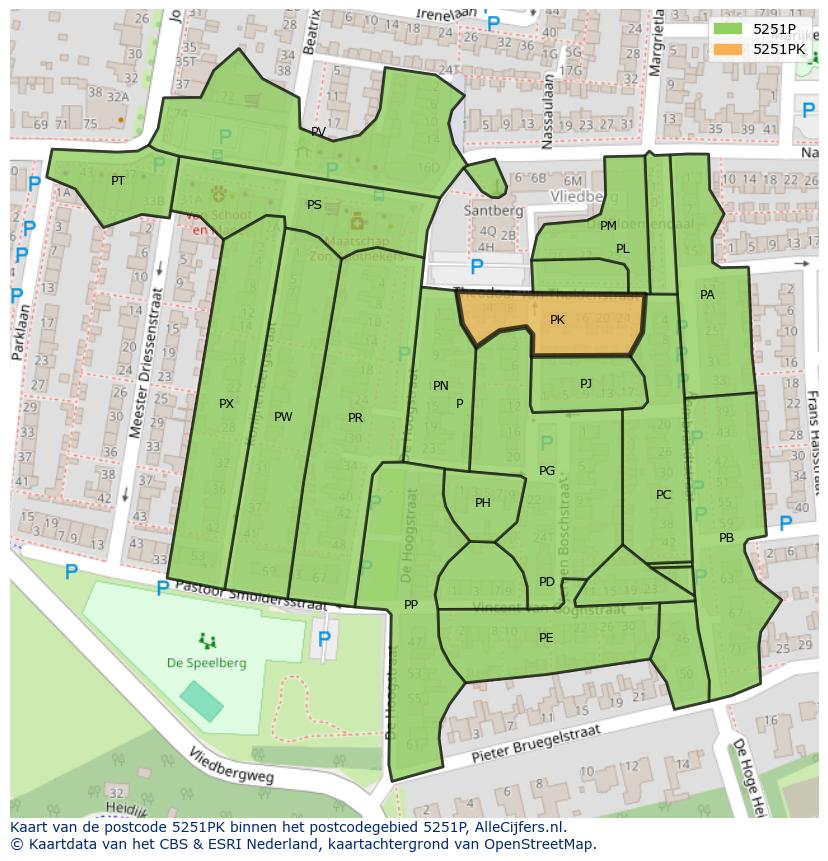 Afbeelding van het postcodegebied 5251 PK op de kaart.