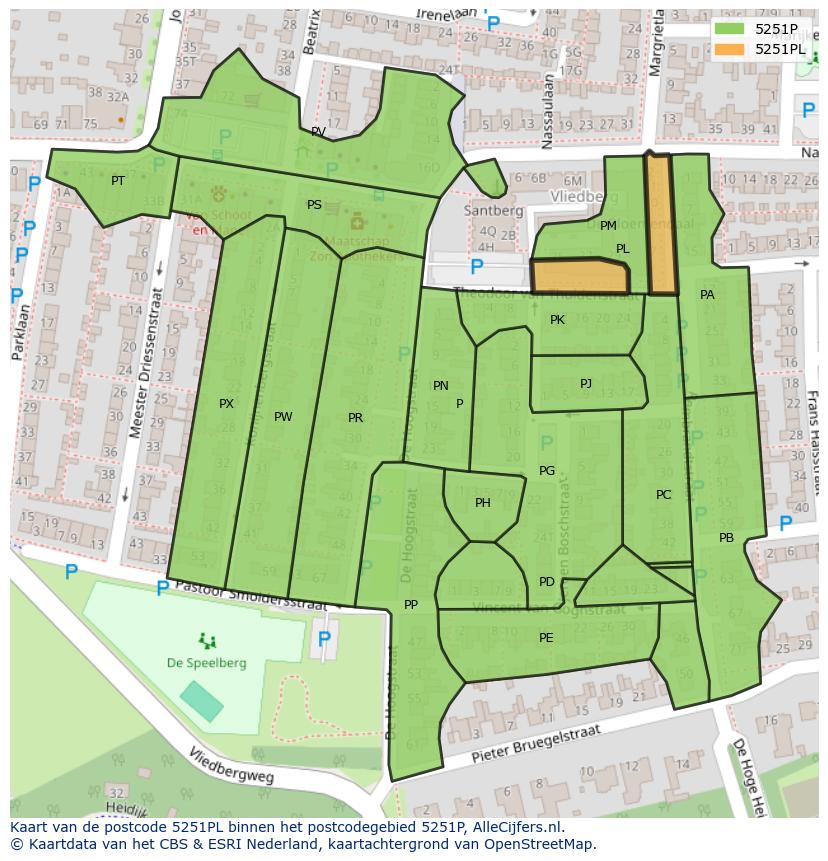 Afbeelding van het postcodegebied 5251 PL op de kaart.