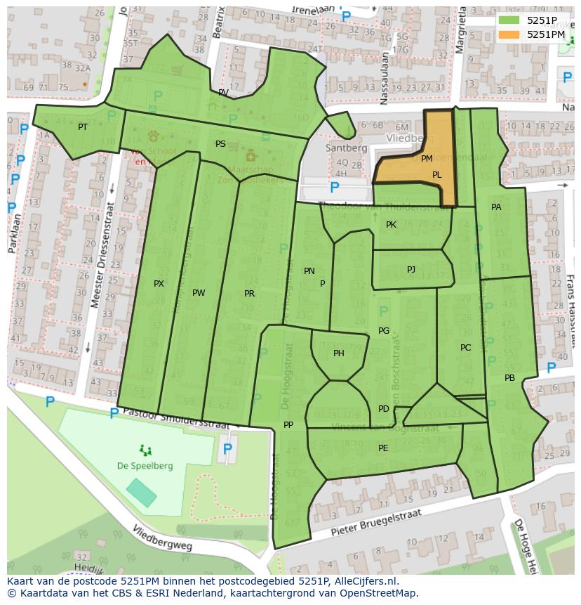 Afbeelding van het postcodegebied 5251 PM op de kaart.