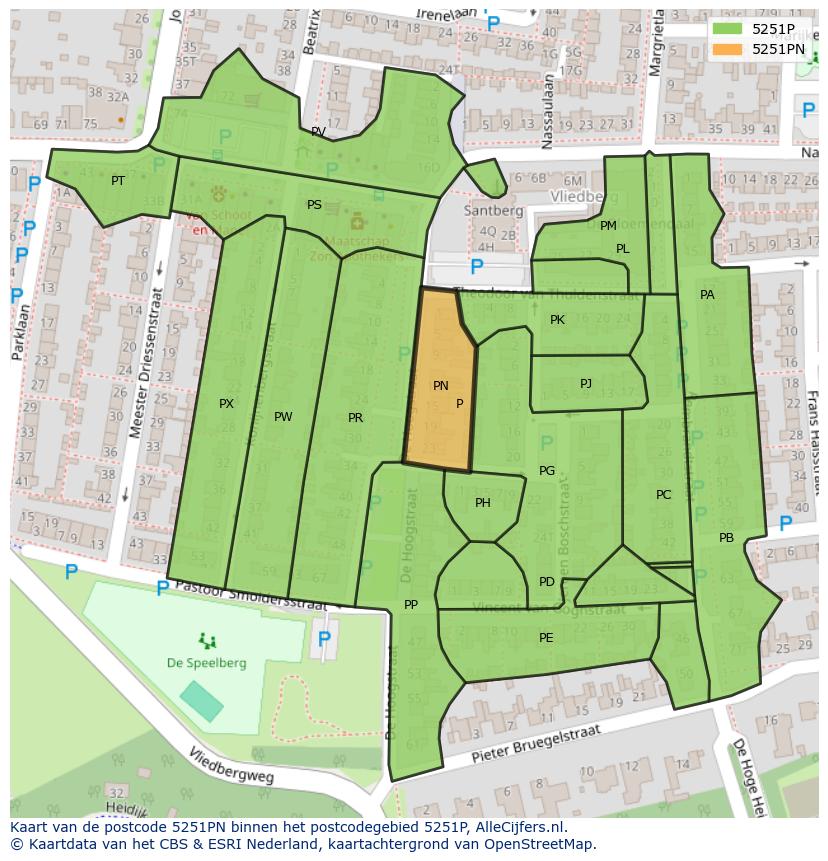 Afbeelding van het postcodegebied 5251 PN op de kaart.