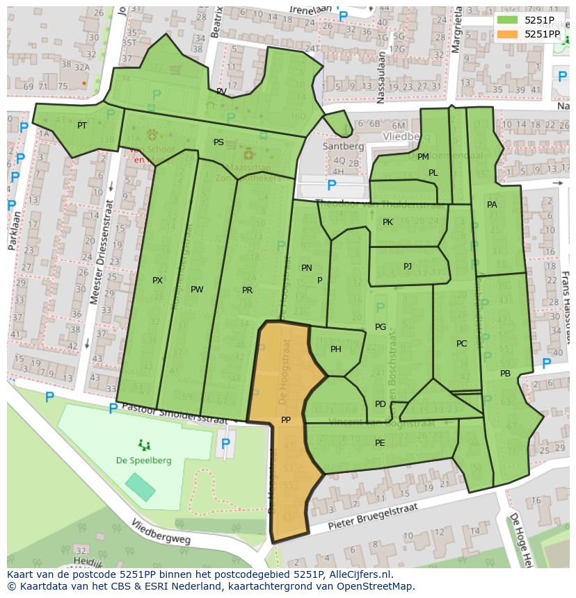 Afbeelding van het postcodegebied 5251 PP op de kaart.