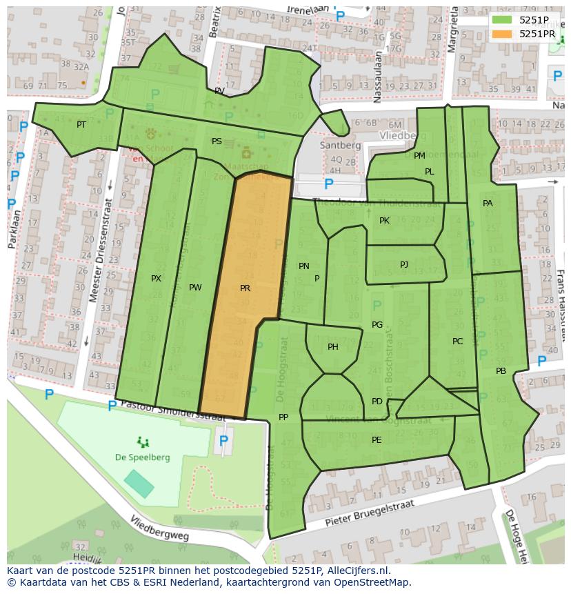 Afbeelding van het postcodegebied 5251 PR op de kaart.