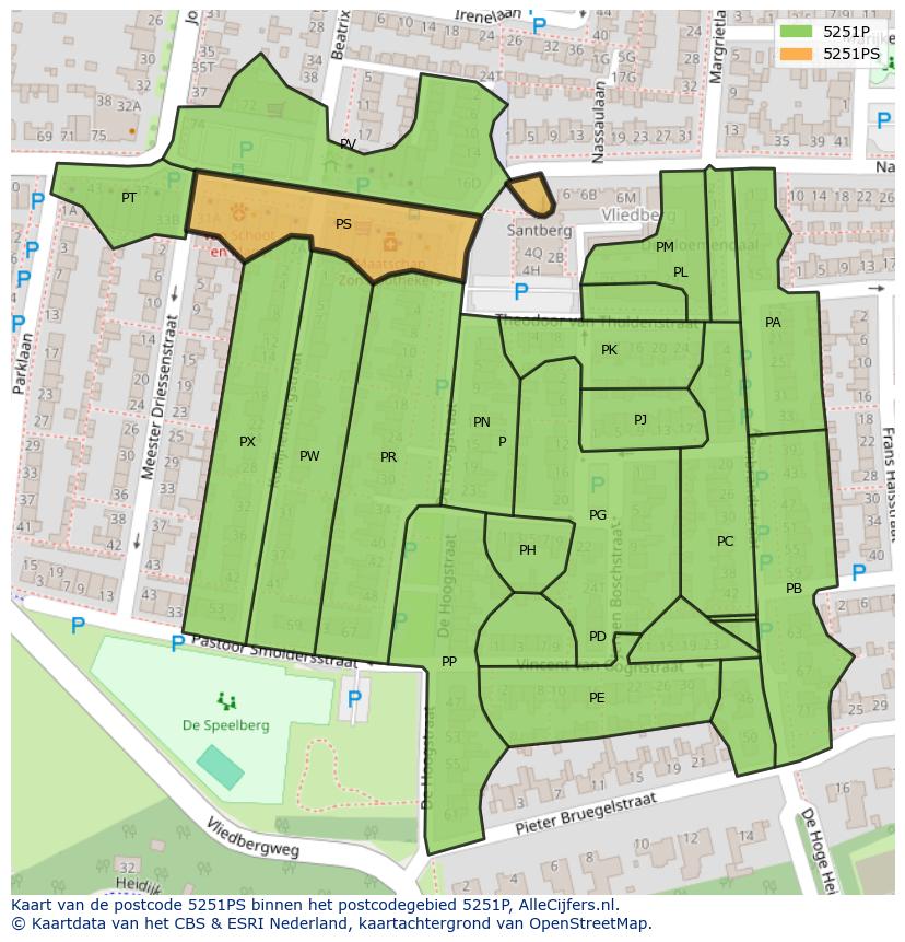 Afbeelding van het postcodegebied 5251 PS op de kaart.