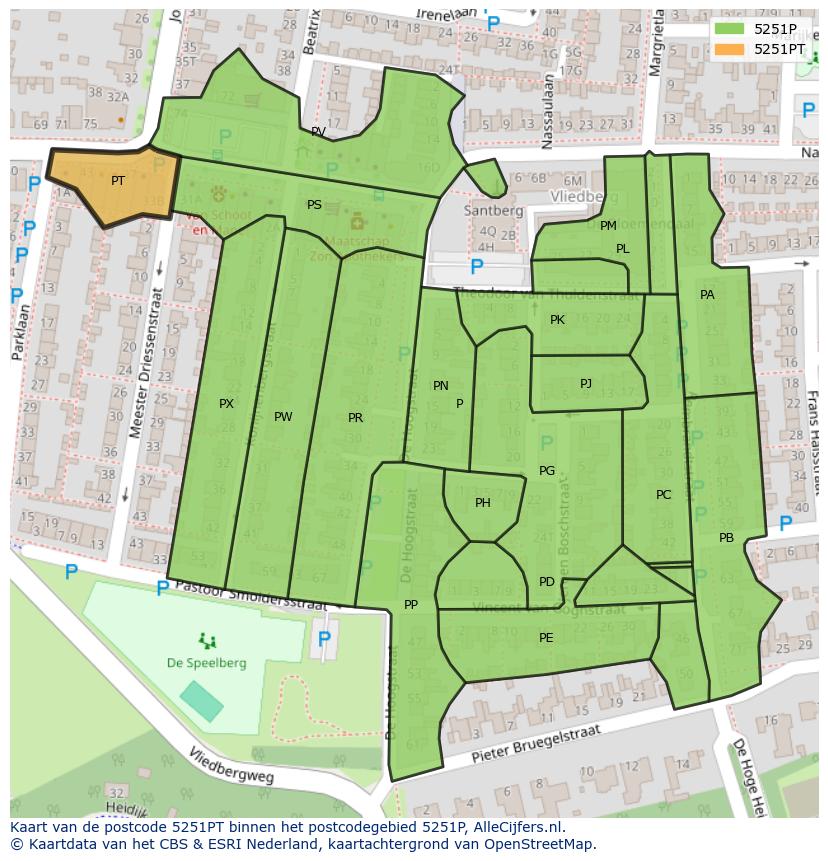 Afbeelding van het postcodegebied 5251 PT op de kaart.