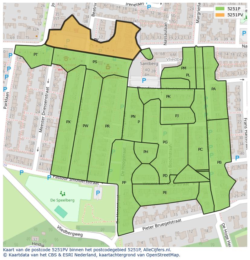 Afbeelding van het postcodegebied 5251 PV op de kaart.