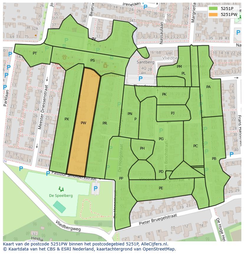 Afbeelding van het postcodegebied 5251 PW op de kaart.