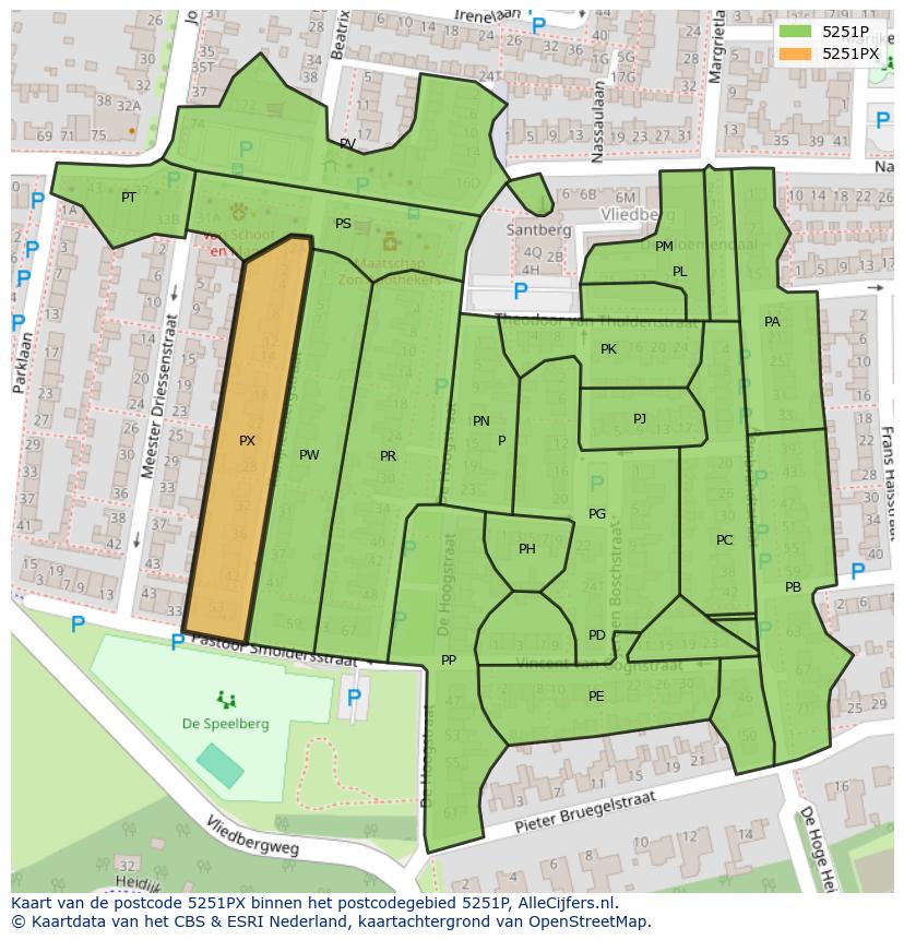 Afbeelding van het postcodegebied 5251 PX op de kaart.