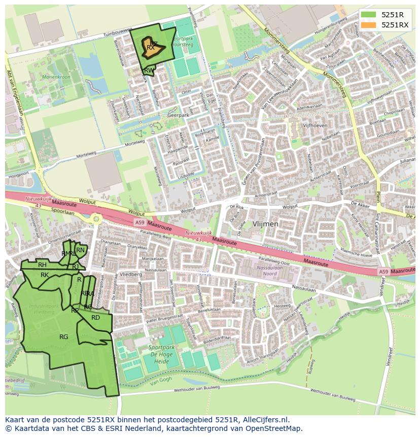 Afbeelding van het postcodegebied 5251 RX op de kaart.