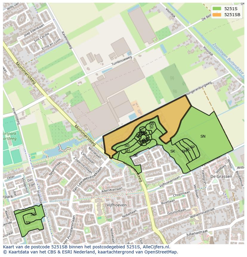 Afbeelding van het postcodegebied 5251 SB op de kaart.