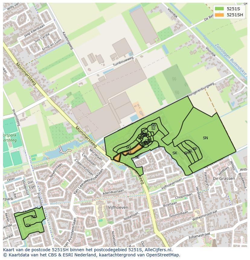 Afbeelding van het postcodegebied 5251 SH op de kaart.