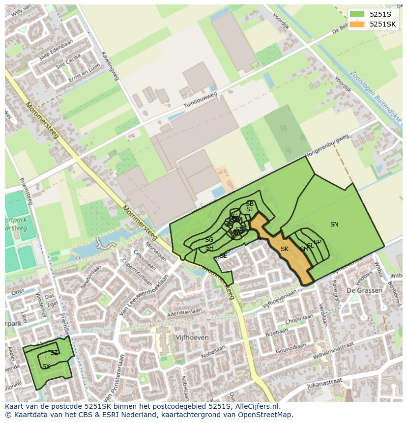 Afbeelding van het postcodegebied 5251 SK op de kaart.