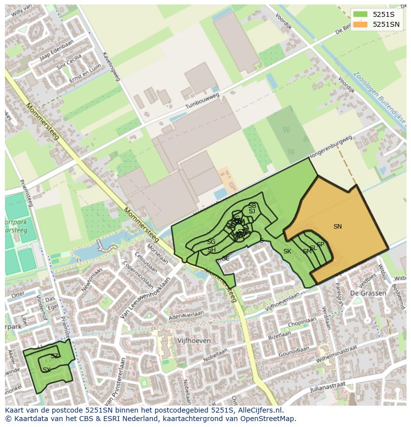 Afbeelding van het postcodegebied 5251 SN op de kaart.
