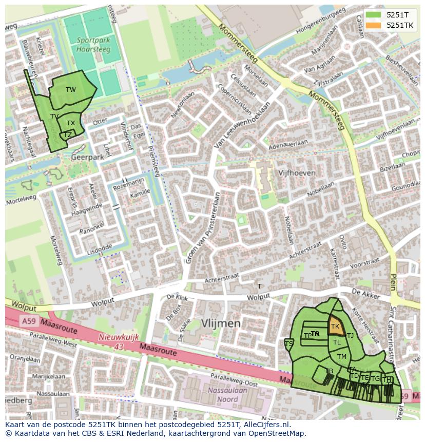 Afbeelding van het postcodegebied 5251 TK op de kaart.