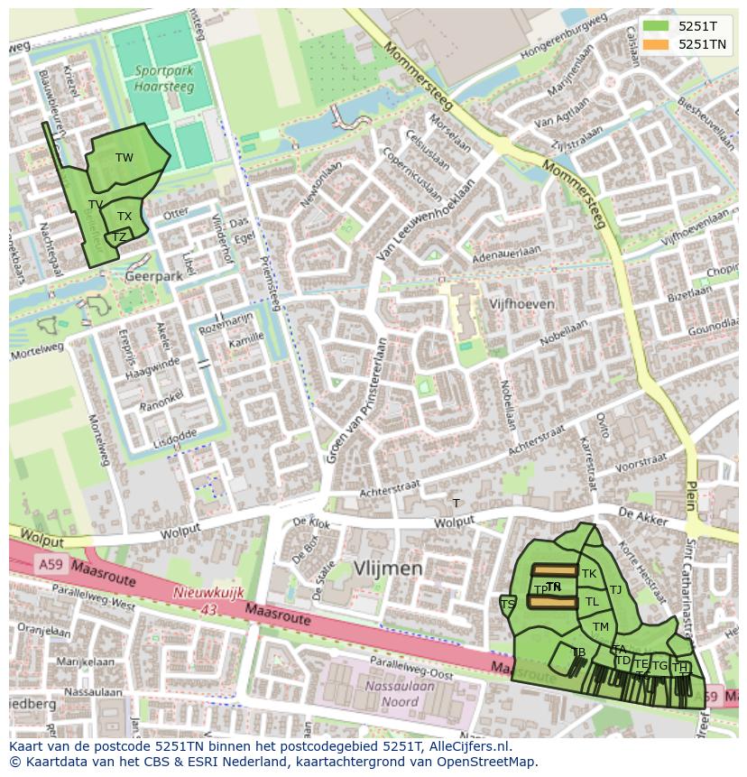 Afbeelding van het postcodegebied 5251 TN op de kaart.