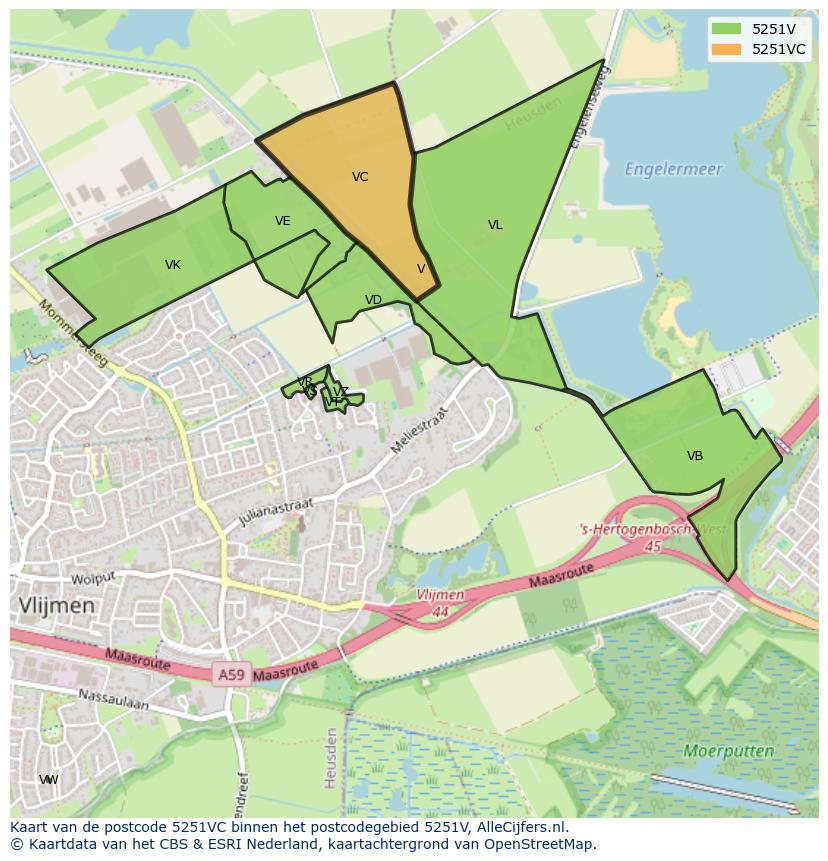 Afbeelding van het postcodegebied 5251 VC op de kaart.