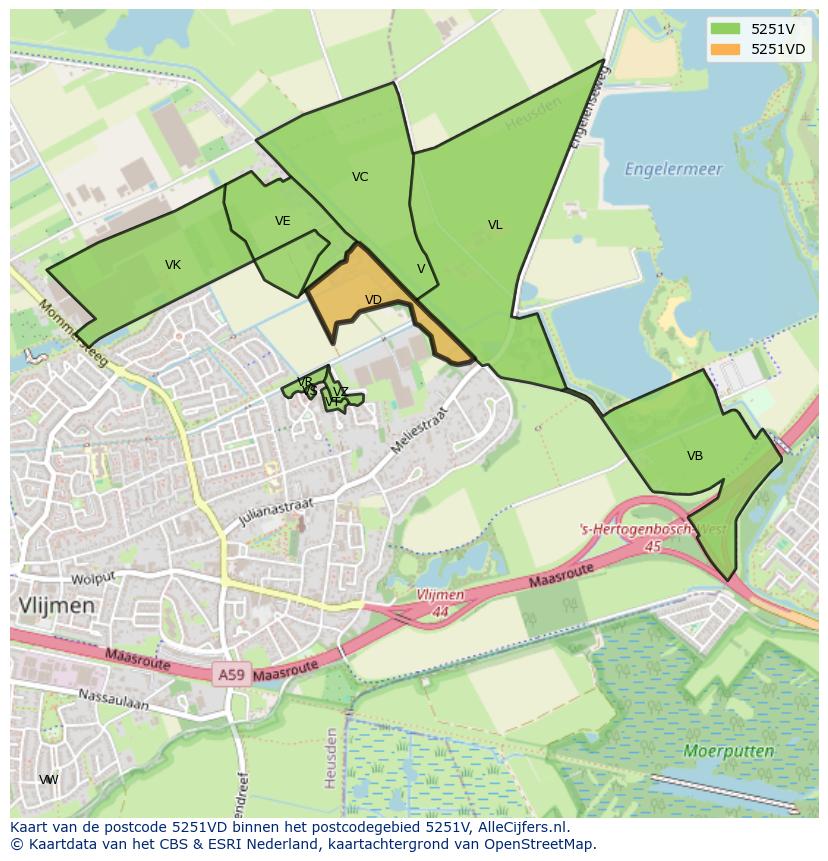 Afbeelding van het postcodegebied 5251 VD op de kaart.