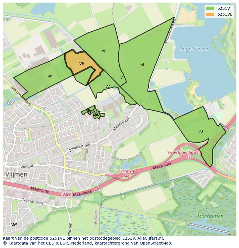 Afbeelding van het postcodegebied 5251 VE op de kaart.