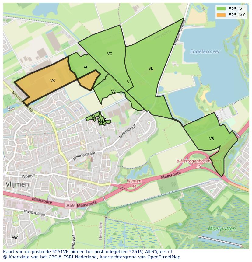 Afbeelding van het postcodegebied 5251 VK op de kaart.